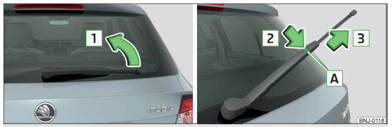 Fig. 289 Sostituzione della spazzola tergicristallo per lunotto