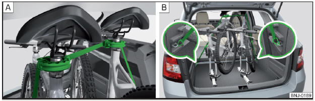 Fig. 122 Assicurare la stabilità delle biciclette con una cinghia