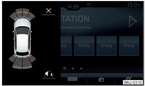 Fig. 223 Schermo dell'Infotainment: visualizzazione in caso di attivazione automatica
