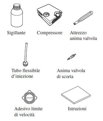 Informazioni sul kit per riparazione di emergenza pneumatico