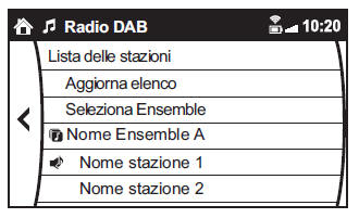 Esempio di utilizzo (Aggiornare la lista delle stazione e ascoltare la radio DAB)