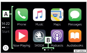 Fig. 177 Apple CarPlay: Menu principale