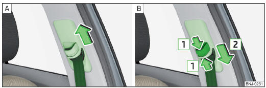 Fig. 17 Regolazione dell'altezza delle cinture per i sedili anteriori