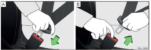 Fig. 18 Allacciamento / sganciamento della cintura di sicurezza