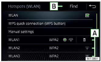 Fig. 173 Menu principale della WLAN dell'Infotainment