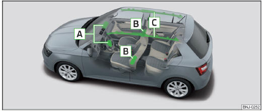 Fig. 19 Ubicazione degli airbag