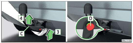 Fig. 247 Inserimento della testa sferica / Dado di innesco in posizione estratta