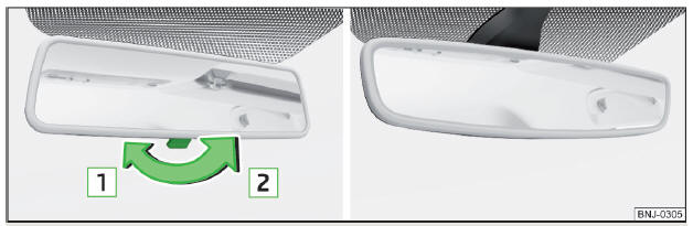 Fig. 66 Specchietto interno: con oscuramento manuale / con oscuramento automatico