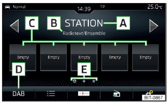 Fig. 146 Amundsen, Bolero: Radio - menu principale (DAB)