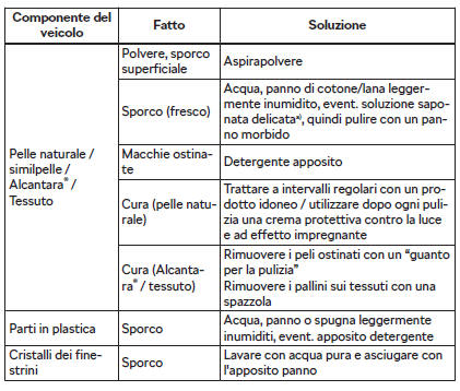 Cura dell'abitacolo